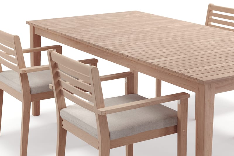 Wagnera Ruokailuryhmä 206 cm ja 4 Kamman Ruokatuolia - Beige - Puutarhakalusteet - Ulkoryhmä - Ruokailuryhmät ulos