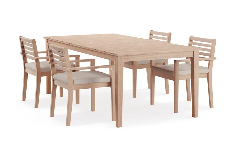 Wagnera Ruokailuryhmä 206 cm ja 4 Kamman Ruokatuolia, Beige