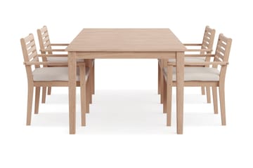 Wagnera Ruokailuryhmä 206 cm ja 4 Kamman Ruokatuolia - Beige - Puutarhakalusteet - Ulkoryhmä - Ruokailuryhmät ulos