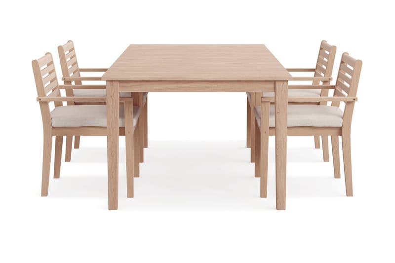 Wagnera Ruokailuryhmä 206 cm ja 4 Kamman Ruokatuolia - Beige - Puutarhakalusteet - Ulkoryhmä - Ruokailuryhmät ulos