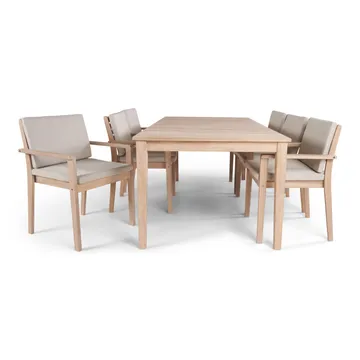 Wagnera Ruokailuryhmä 206 cm ja 6 Kamman Ruokatuolia - Beige - Puutarhakalusteet - Ulkoryhmä - Ruokailuryhmät ulos