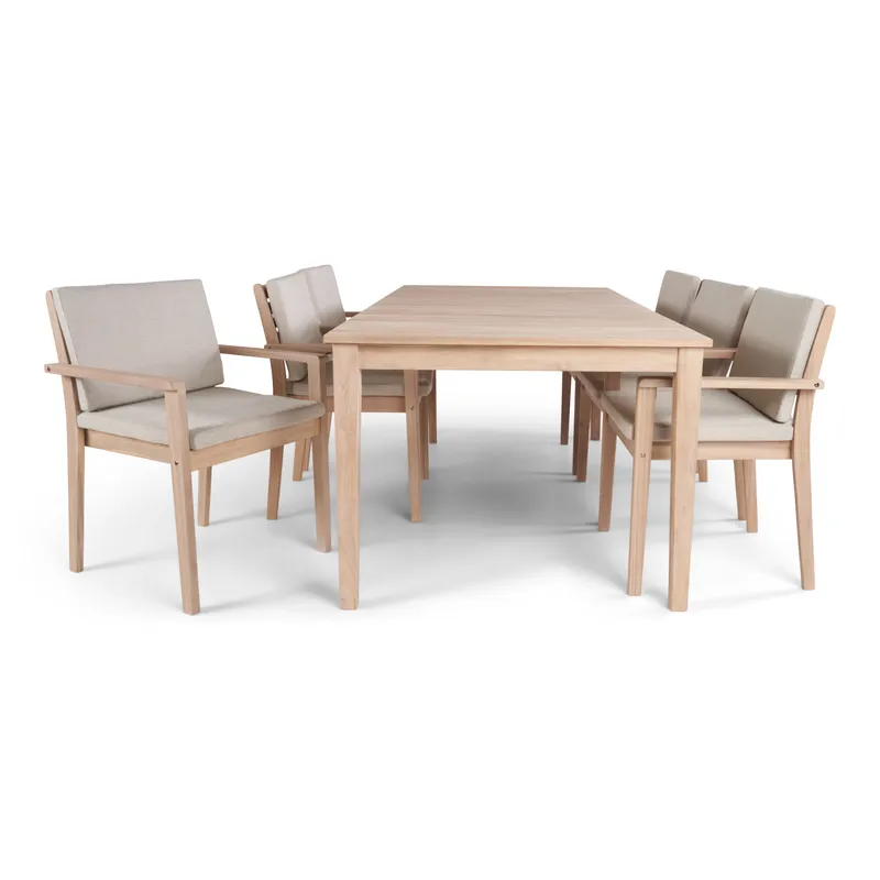 Wagnera Ruokailuryhmä 206 cm ja 6 Kamman Ruokatuolia, Beige