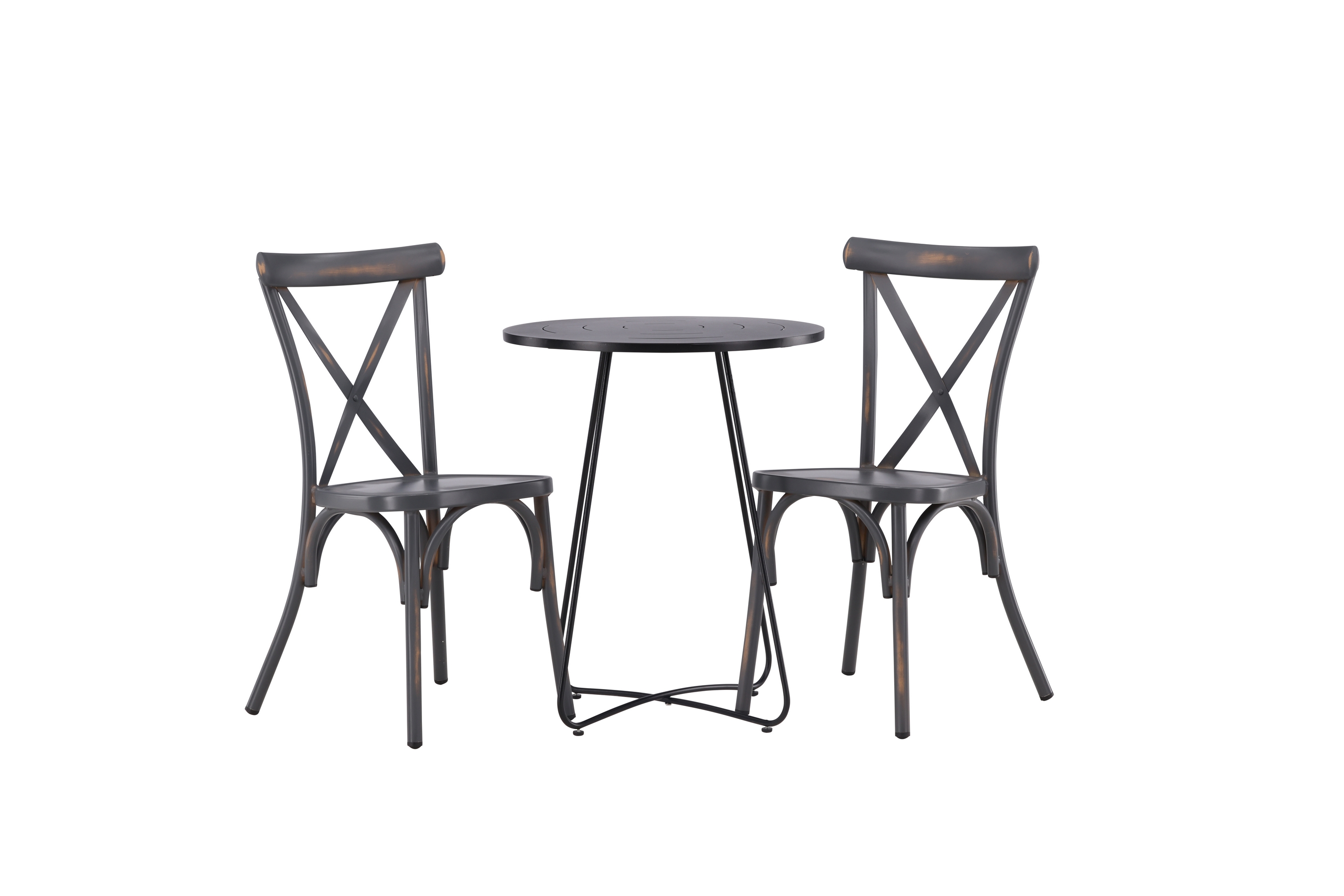Parvekeryhmä Bacong Pyöreä 60 cm 2 Tablas tuolia - Tummanharmaa/Musta
