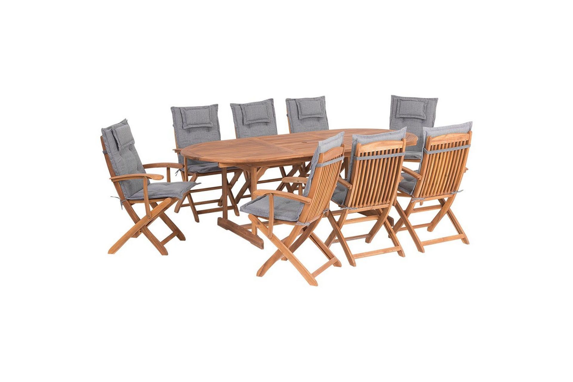 Matsalsset Beliani Maui 8-sits Grå/ljust trä Light wood\|\|Grey -
