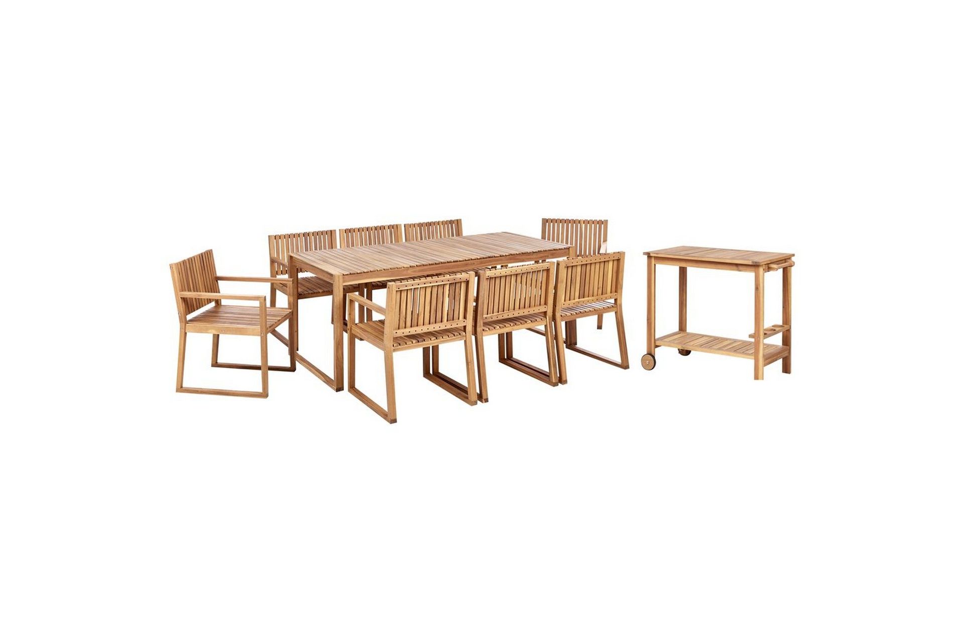 Matsalsset Beliani Sassari II med vagn 8-Sits Light wood -