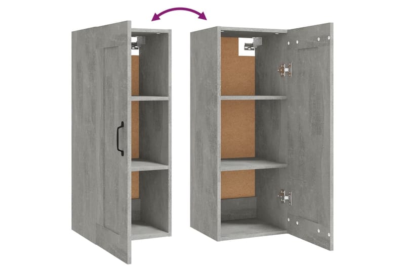 beBasic Riippuva kaappi betoninharmaa 35x34x90 cm tekninen puu - Harmaa - Säilytys - Seinäsäilytys