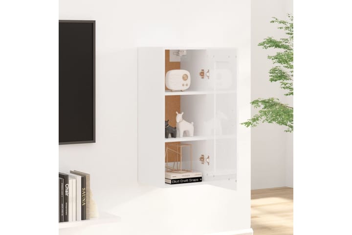 beBasic Riippuva kaappi korkeakiilto valkoinen 35x34x90 cm tekninen puu - Valkoinen - Seinäsäilytys
