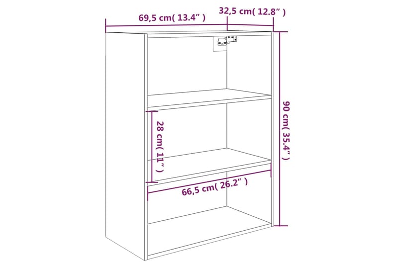 beBasic Riippuva seinäkaappi betoninharmaa 69,5x32,5x90 cm - Harmaa - Seinäsäilytys