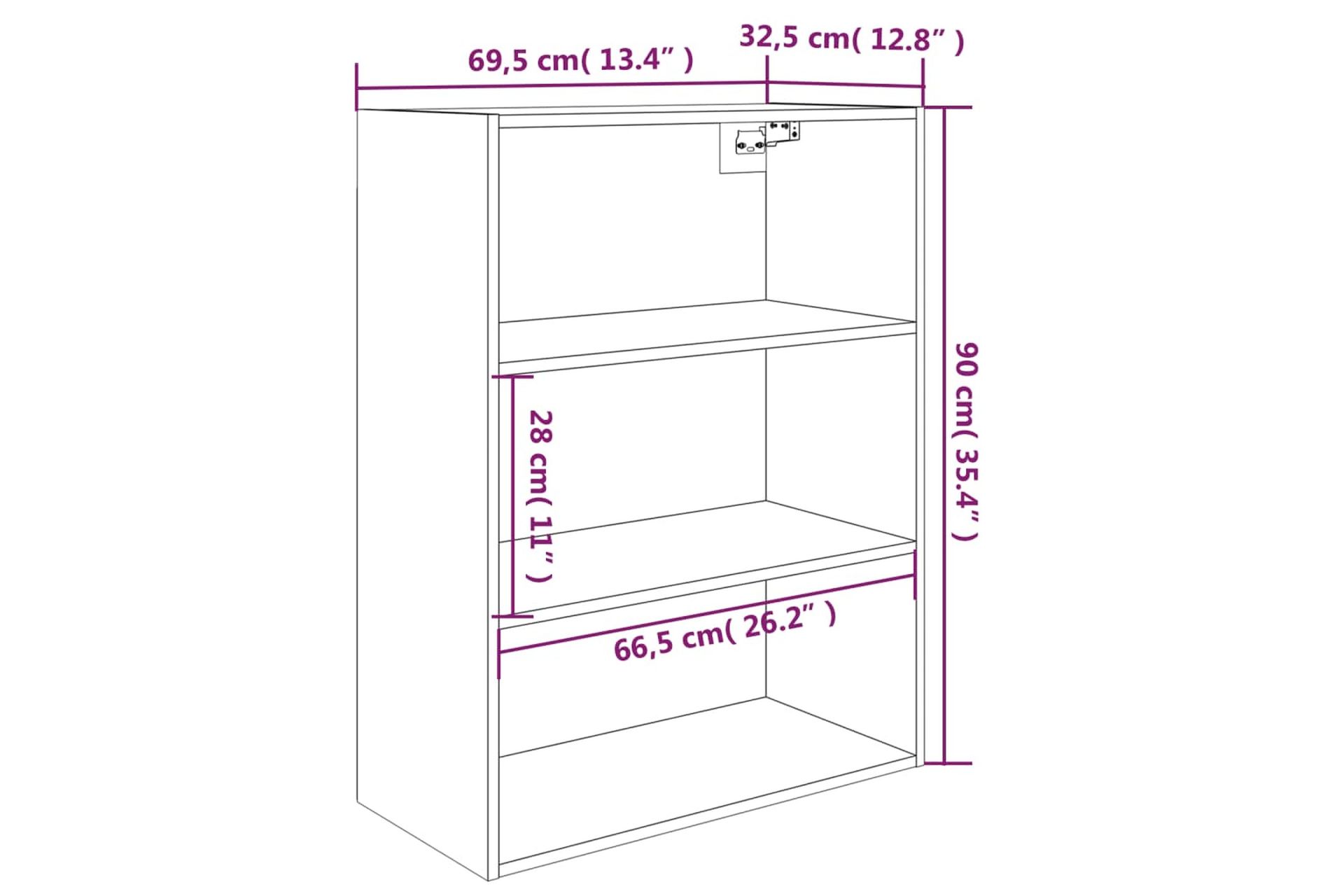 beBasic Riippuva seinäkaappi valkoinen 69,5x32,5x90 cm - Valkoinen - Säilytys - Seinäsäilytys