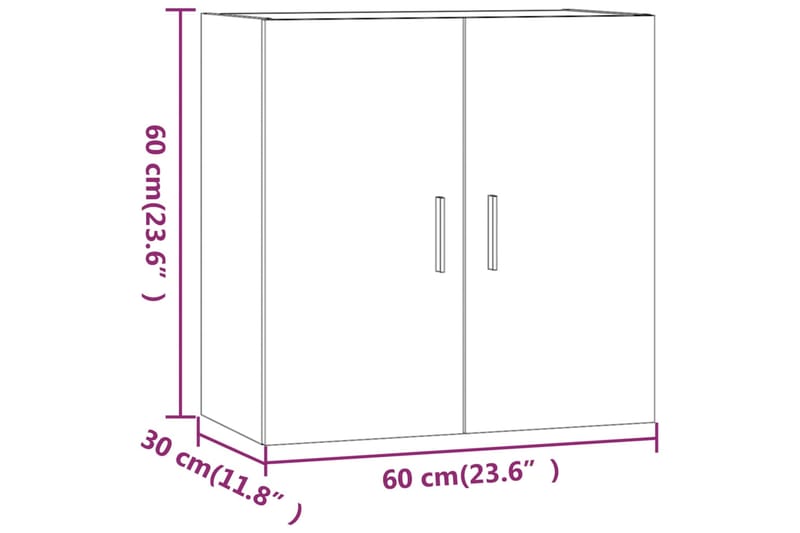 beBasic Seinäkaappi betoninharmaa 60x30x60 cm tekninen puu - Valkoinen - Säilytys - Seinäsäilytys