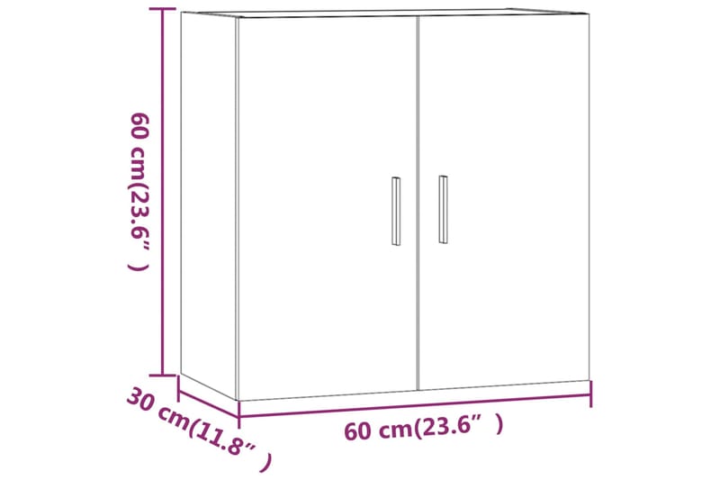 beBasic Seinäkaappi betoninharmaa 60x30x60 cm tekninen puu - Valkoinen - Seinäsäilytys