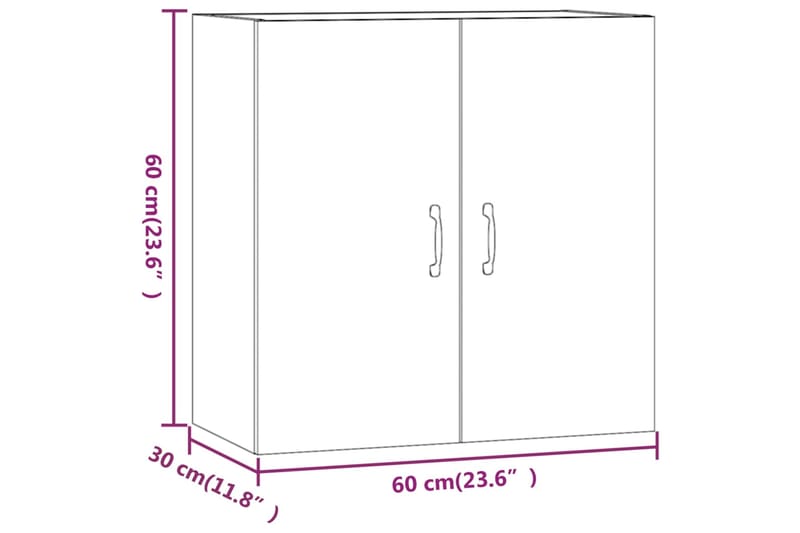 beBasic Seinäkaappi betoninharmaa 60x31x60 cm tekninen puu - Harmaa - Seinäsäilytys