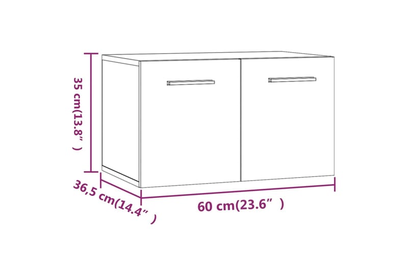 beBasic Seinäkaappi harmaa Sonoma 60x36,5x35 cm tekninen puu - Harmaa - Seinäsäilytys