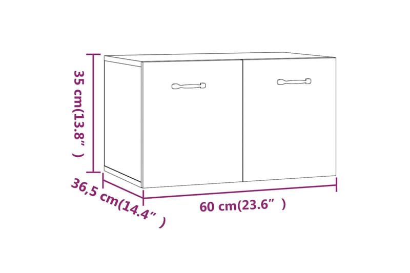 beBasic Seinäkaappi musta 60x36,5x35 cm tekninen puu - Musta - Seinäsäilytys