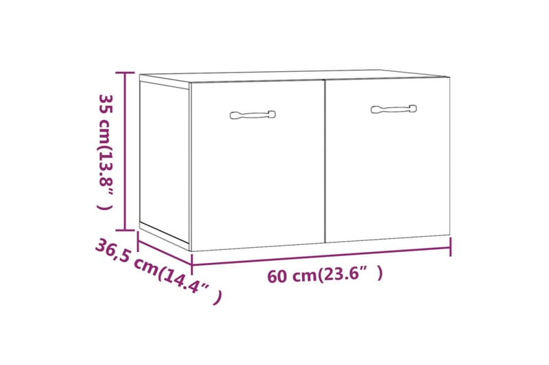 beBasic Seinäkaappi ruskea tammi 60x36,5x35 cm tekninen puu - Ruskea - Seinäsäilytys