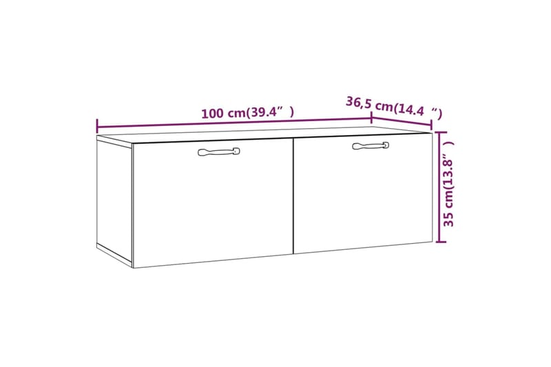 beBasic Seinäkaappi valkoinen 100x36,5x35 cm tekninen puu - Valkoinen - Säilytys - Seinäsäilytys