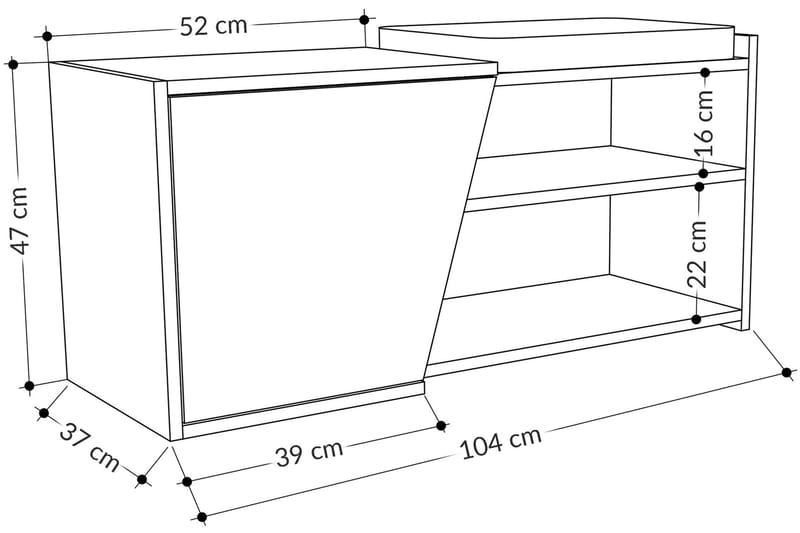 Kenkäkaappi Finones 104x37 cm - Luonnonväri - Kenkäteline penkillä - Eteisen säilytys