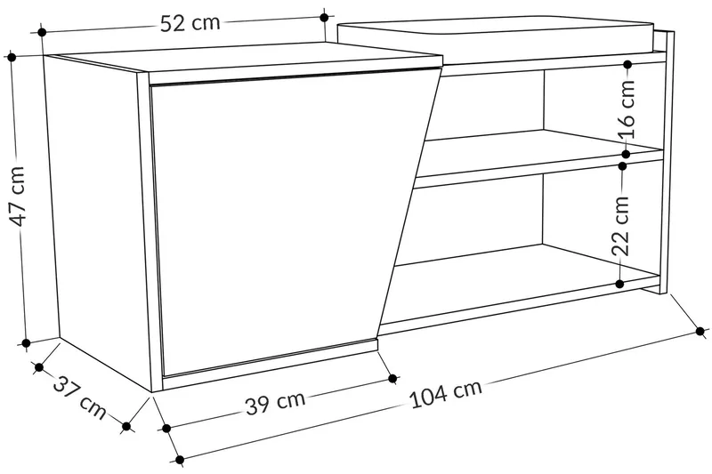 Kenkäkaappi Finones 104x37 cm - Luonnonväri - Säilytys - Eteisen säilytys