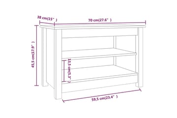 Kenkäpenkki 70x38x45,5 cm täysi mänty - Ruskea - Säilytys - Eteisen säilytys
