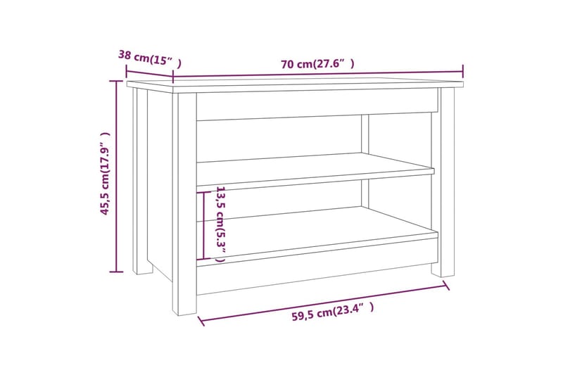 Kenkäpenkki harmaa 70x38x45,5 cm täysi mänty - Harmaa - Säilytys - Eteisen säilytys