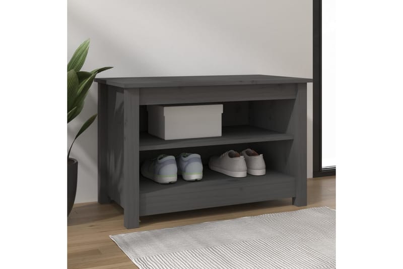 Kenkäpenkki harmaa 70x38x45,5 cm täysi mänty - Harmaa - Säilytys - Eteisen säilytys