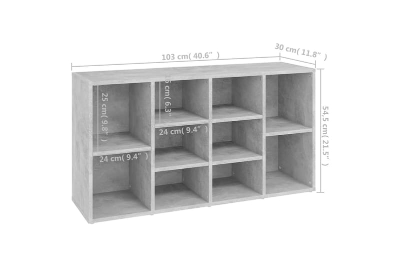 Kenkien säilytyspenkki betoninharmaa 103x30x54,5 cm - Säilytys - Eteisen säilytys