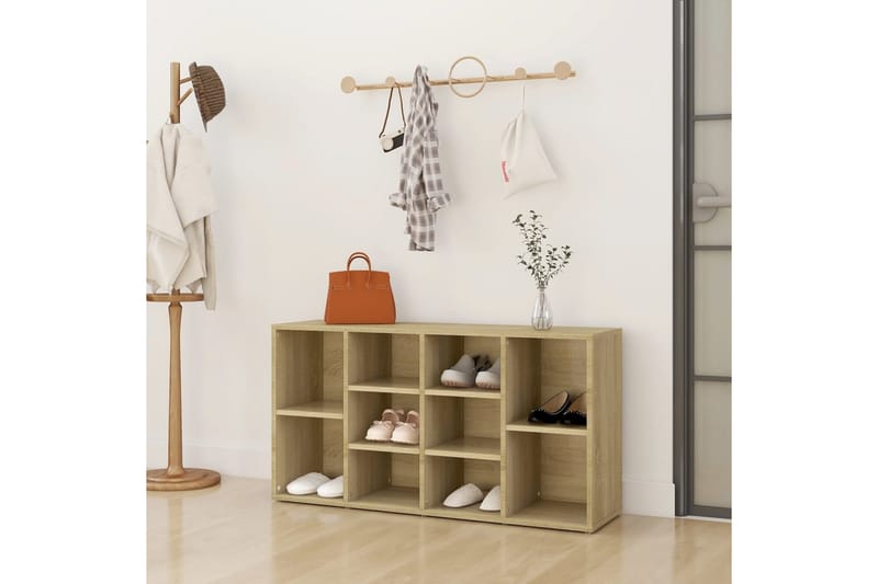 Kenkien säilytyspenkki Sonoma-tammi 103x30x54,5 cm lastulevy - Säilytys - Eteisen säilytys