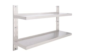 2-Kerroksinen kelluva seinähylly ruostumaton teräs 120x30 cm - Harmaa - Säilytys - Hylly - Seinähylly