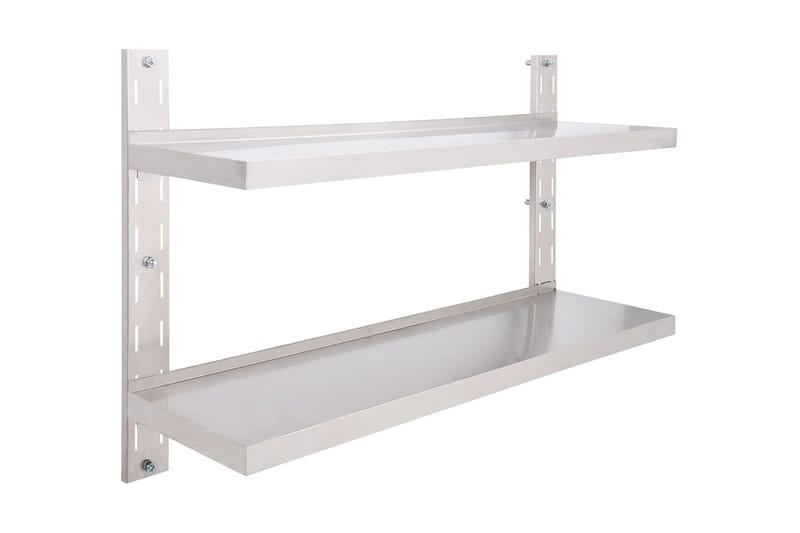 2-Kerroksinen kelluva seinähylly ruostumaton teräs 120x30 cm - Harmaa - Säilytys - Hylly - Seinähylly