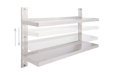 2-Kerroksinen kelluva seinähylly ruostumaton teräs 120x30 cm - Harmaa - Säilytys - Hylly - Seinähylly