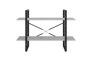 2-tasoinen kirjahylly betoninharmaa 100x30x70 cm lastulevy - Harmaa - Säilytys - Hylly - Kirjahylly