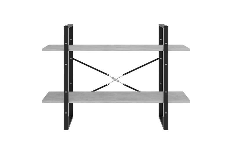 2-tasoinen kirjahylly betoninharmaa 100x30x70 cm lastulevy - Harmaa - Säilytys - Hylly - Kirjahylly