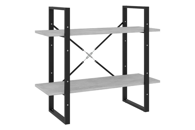 2-tasoinen kirjahylly betoninharmaa 80x30x70 cm lastulevy - Harmaa - Säilytys - Hylly - Kirjahylly