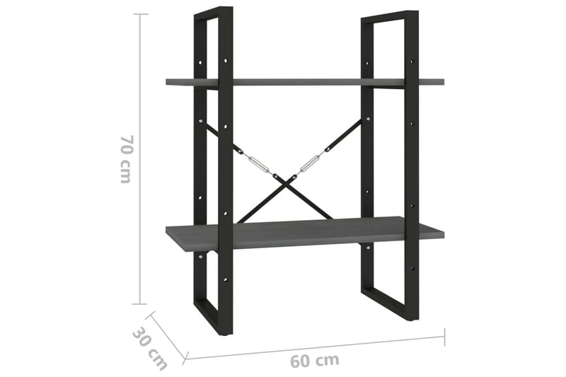 2-tasoinen kirjahylly harmaa 60x30x70 cm täysi mänty - Säilytys - Hylly - Kirjahylly