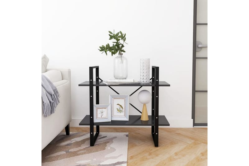 2-tasoinen kirjahylly harmaa 80x30x70 cm lastulevy - Harmaa - Säilytys - Hylly - Kirjahylly