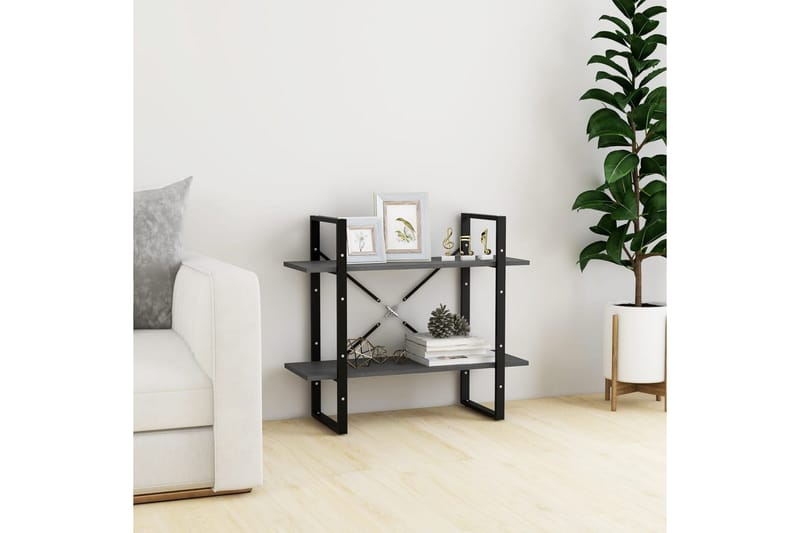 2-tasoinen kirjahylly harmaa 80x30x70 cm täysi mänty - Säilytys - Hylly - Kirjahylly