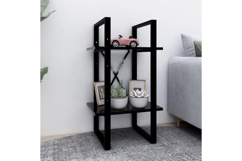 2-tasoinen kirjahylly musta 40x30x70 cm lastulevy - Musta - Säilytys - Hylly - Kirjahylly