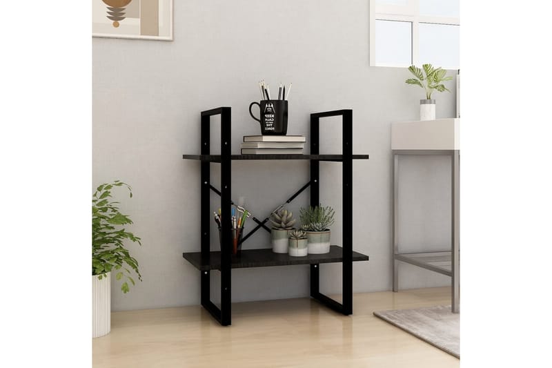 2-tasoinen kirjahylly musta 60x30x70 cm täysi mänty - Säilytys - Hylly - Kirjahylly