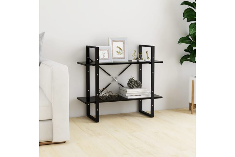2-tasoinen kirjahylly musta 80x30x70 cm lastulevy - Musta - Säilytys - Hylly - Kirjahylly