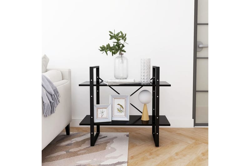 2-tasoinen kirjahylly musta 80x30x70 cm lastulevy - Musta - Säilytys - Hylly - Kirjahylly