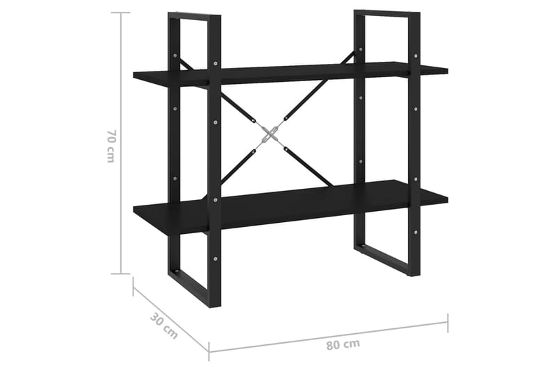 2-tasoinen kirjahylly musta 80x30x70 cm lastulevy - Musta - Säilytys - Hylly - Kirjahylly