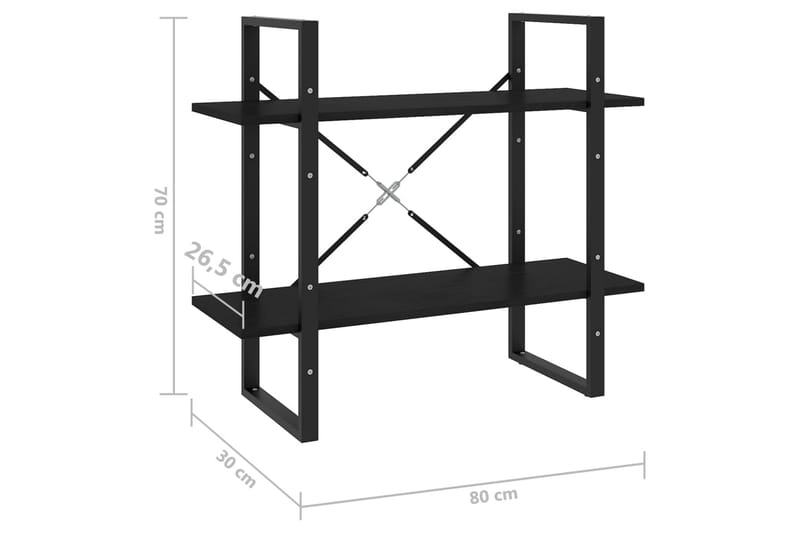 2-tasoinen kirjahylly musta 80x30x70 cm täysi mänty - Säilytys - Hylly - Kirjahylly