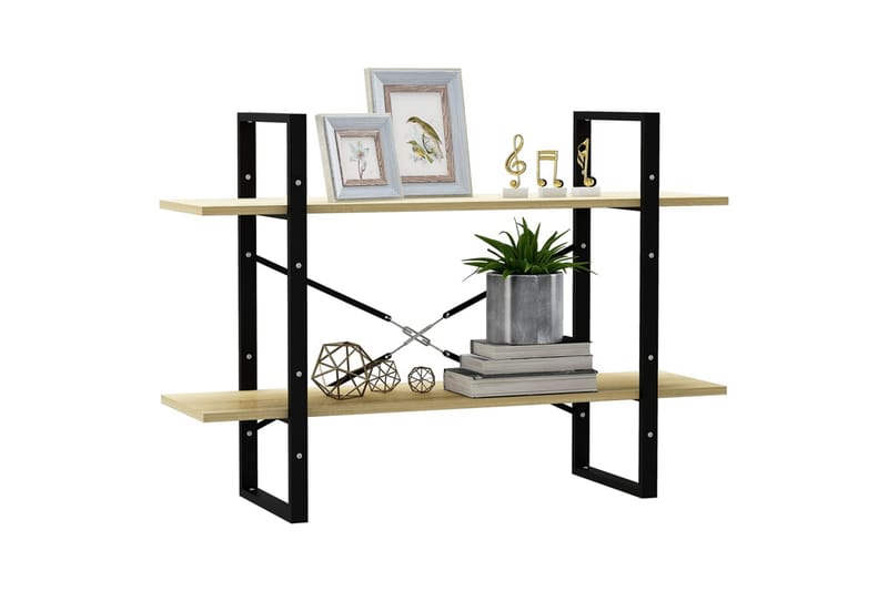 2-tasoinen kirjahylly Sonoma-tammi 100x30x70 cm lastulevy - Ruskea - Säilytys - Hylly - Kirjahylly
