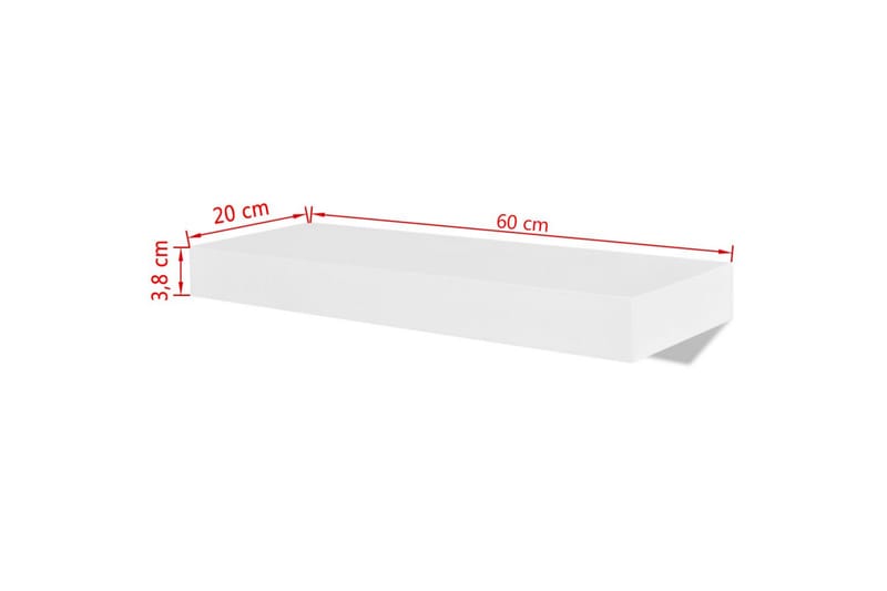 2 x Valkoinen MDF Seinähyllyt Kirja-/DVD-hylly - Valkoinen - Säilytys - Hylly - Seinähylly