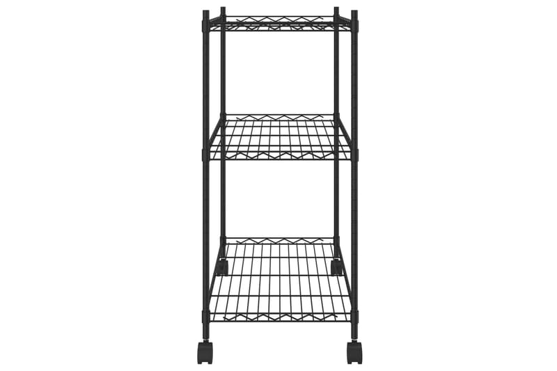 3-kerroksinen varastohylly pyörillä 60x35x81 cm musta 150 kg - Musta - Seinähylly - Keittiöhylly - Hylly