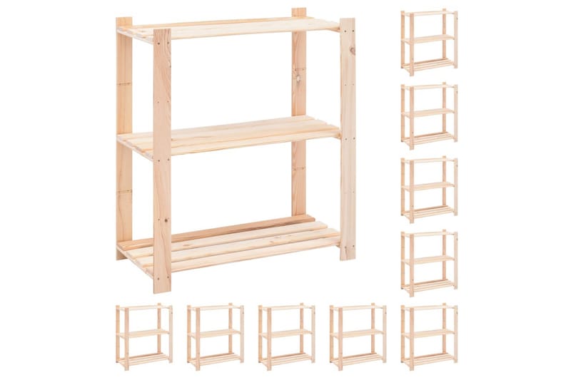 3-kerroksiset varastohyllyt 10 kpl 80x38x90cm 150kg - Säilytys - Hylly - Kirjahylly
