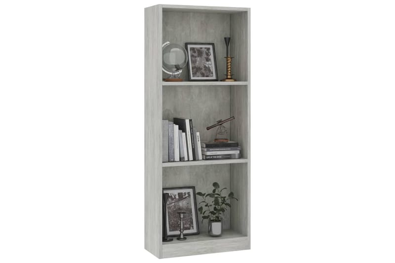 3-tasoinen kirjahylly betoninharmaa 40x24x108 cm lastulevy - Harmaa - Säilytys - Hylly - Kirjahylly