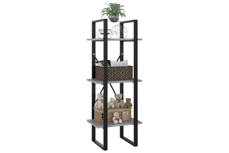 3-tasoinen kirjahylly betoninharmaa 40x30x105 cm lastulevy - Harmaa - Säilytys - Hylly - Kirjahylly
