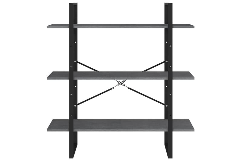 3-tasoinen kirjahylly harmaa 100x30x105 cm täysi mänty - Säilytys - Hylly - Kirjahylly
