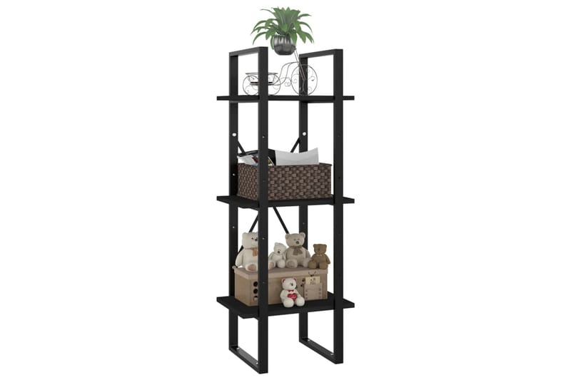 3-tasoinen kirjahylly musta 40x30x105 cm lastulevy - Musta - Säilytys - Hylly - Kirjahylly